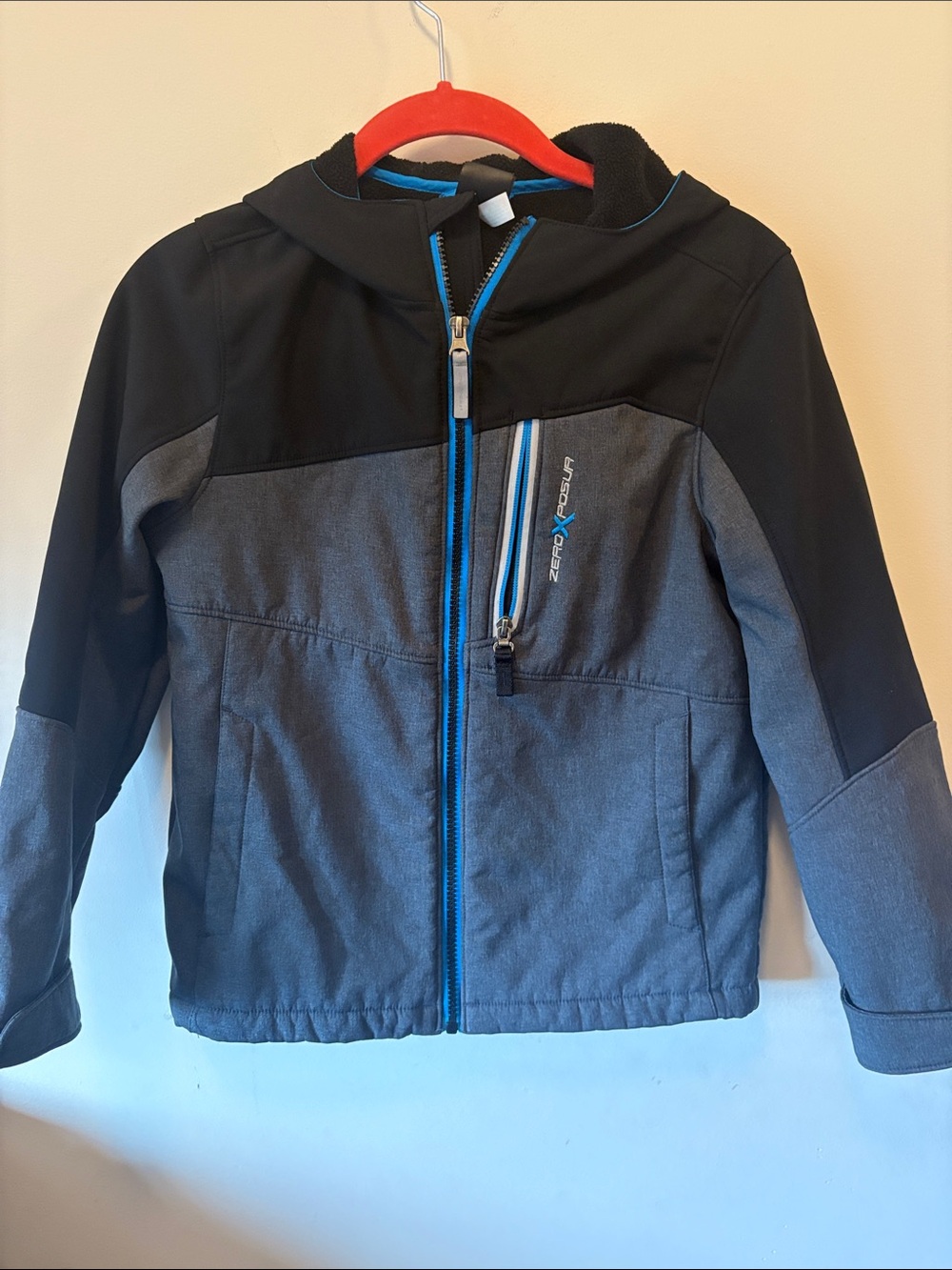 ZeroXposur Boys' Gray & Black Hooded Jacket with Blue Trim
